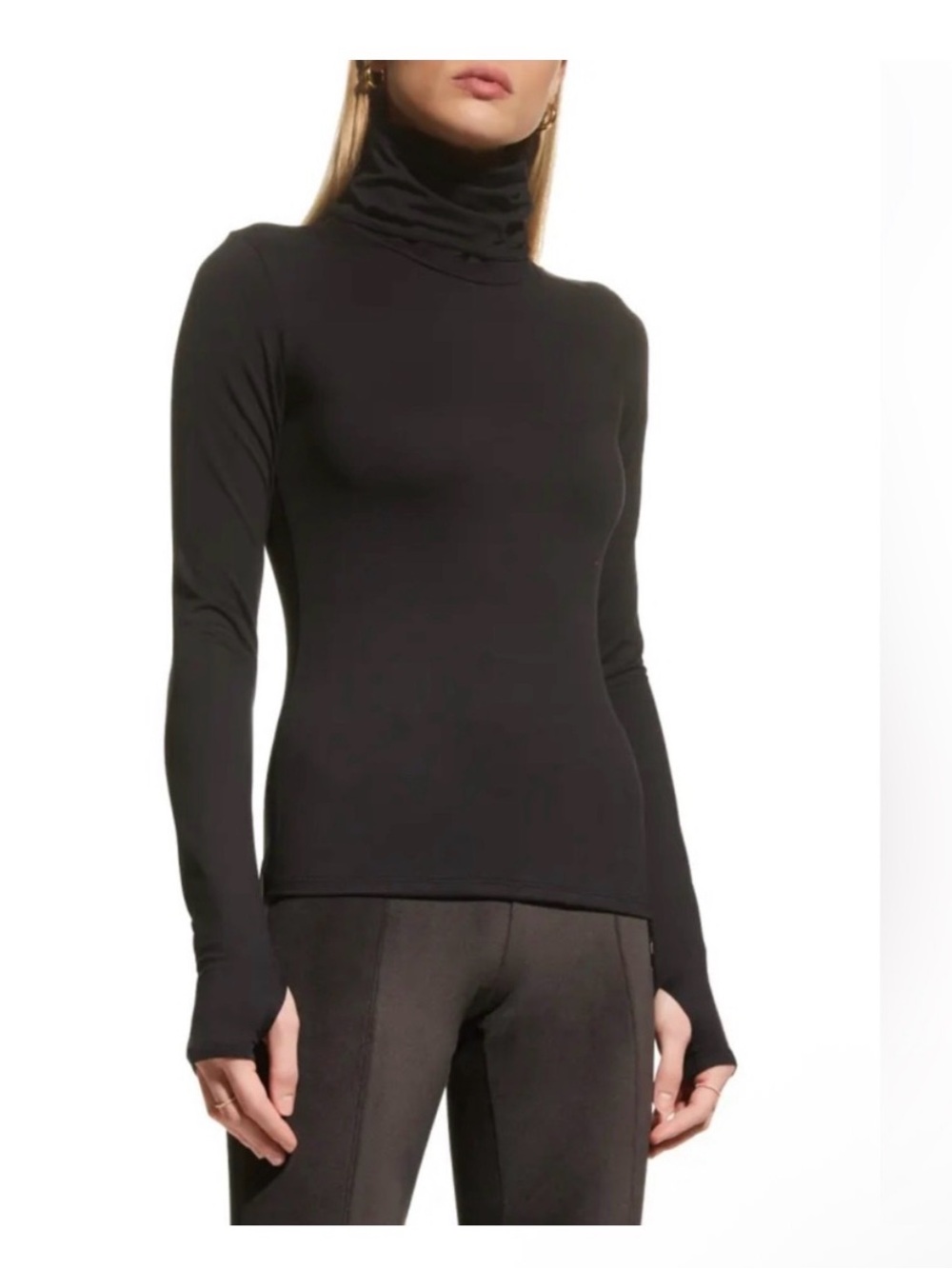 ALO Alosoft Yoga Black Long Sleeve Turtleneck Top XS